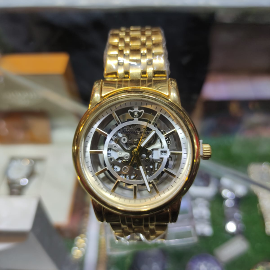 Luxury Gold Skeleton Automatic Style Men's Watch – Premium Stainless Steel Wrist Watch